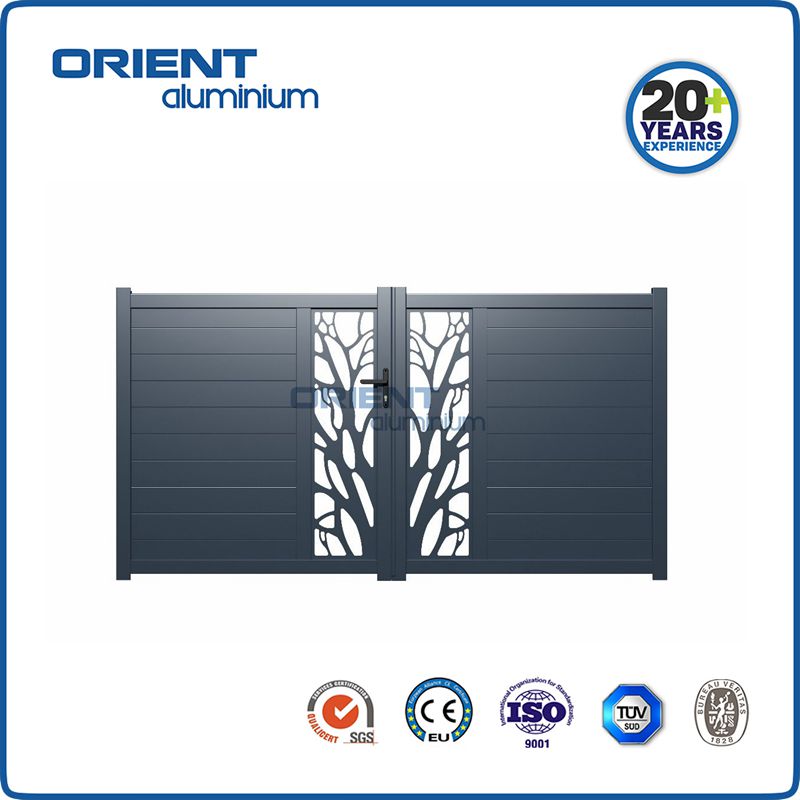 Modern design sandy grey double swing gate with unlimited design choices