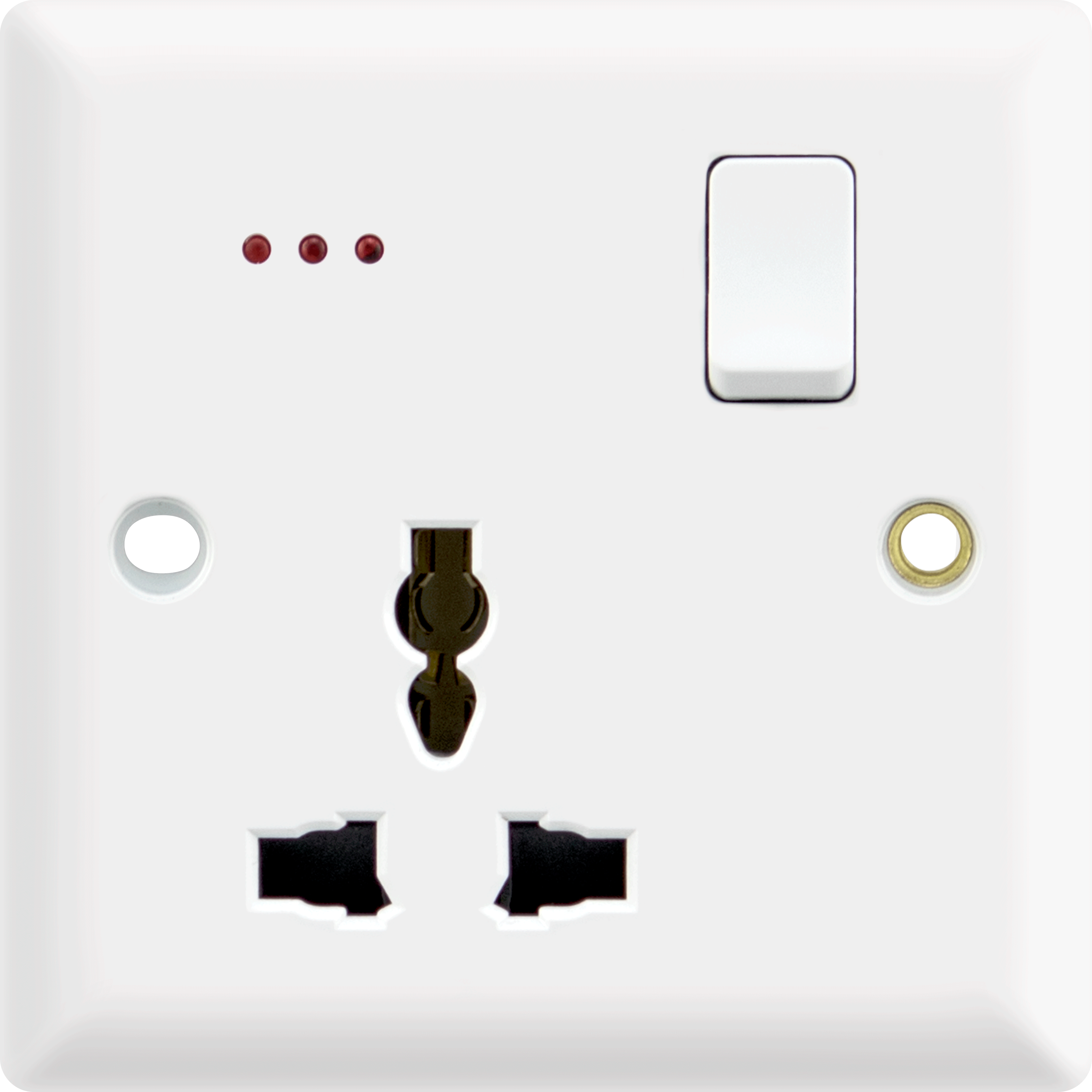 13A 1 gang switched socket,SP + neon