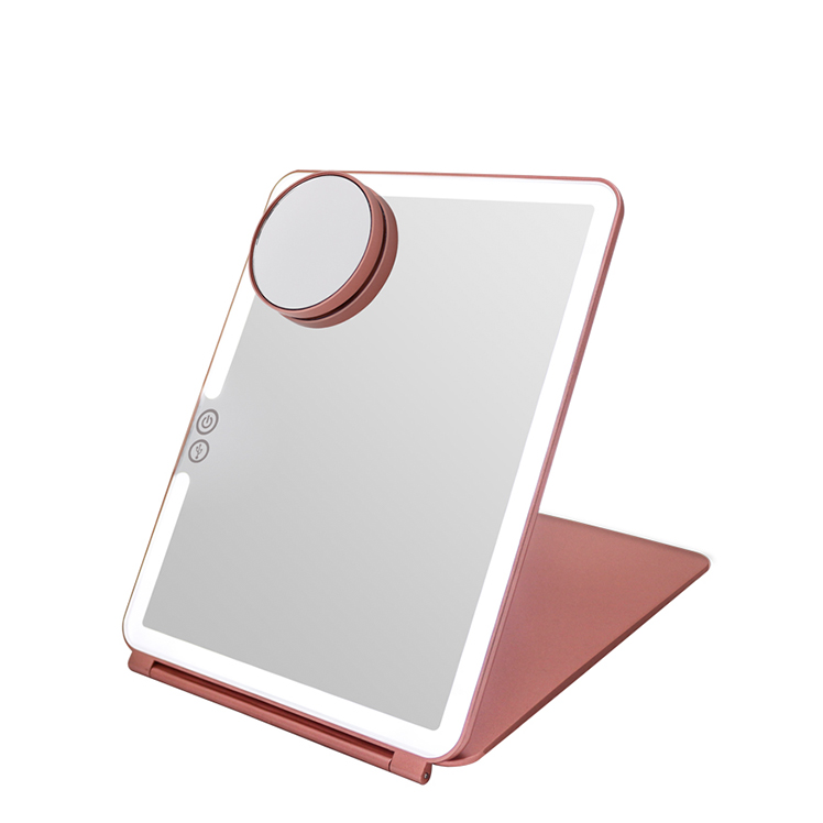 NEW Arrival rechargeable portable travel cosmetic mirror Pad design led makeup mirror