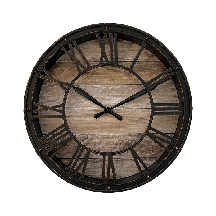 Antique Industrial Wall Clock Living Room Home Decor Wood Copy Clock Face 15 Inch Creative Clock