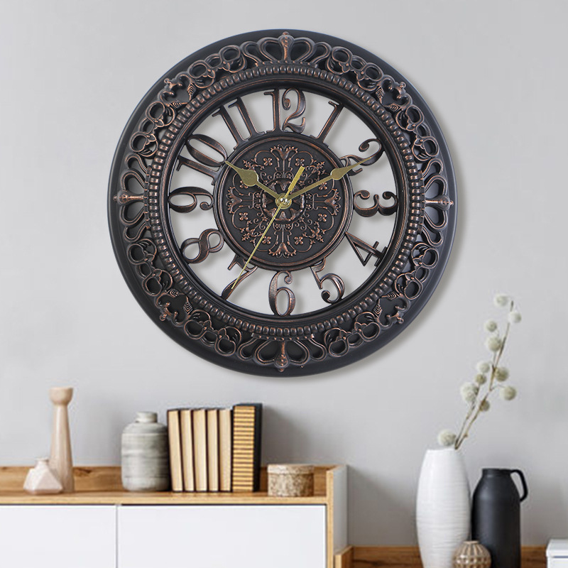 European Creative 14 Inch Wall Clock Living Room Round Wall Sticker Clock Wholesale Plastic Clock