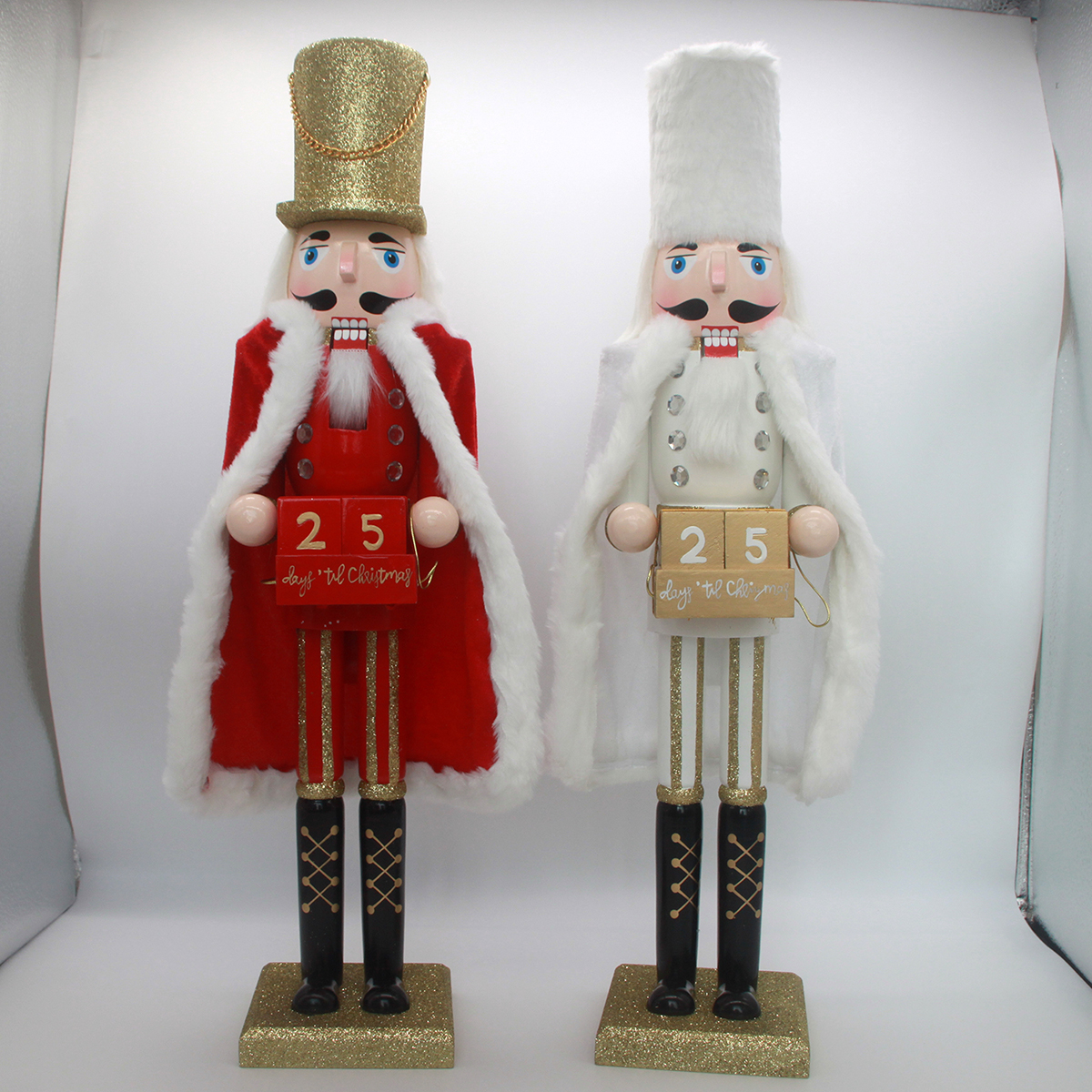 Countdown Nutcracker Colored Glitter Christmas Nutcracker Assorted Height Size