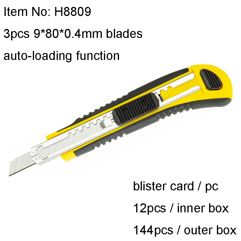 9mm Utility Cutter Knife With 3pcs Blades Autoloading Function