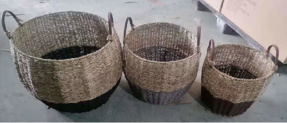 YR2103211 zhengheshun bedroom furniture Set 3 seagrass basket with handle