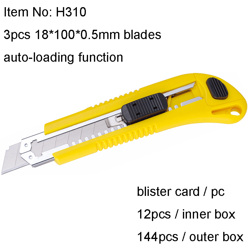 18mm Utility Cutter Knife With 3pcs Blades Autoloading Function