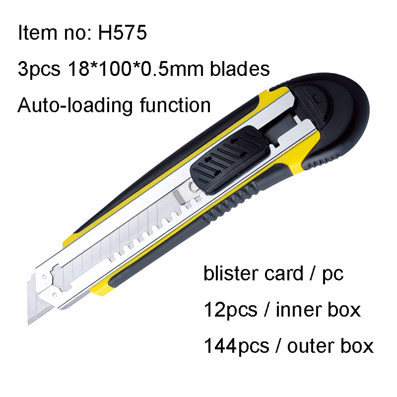 18mm Utility Cutter Knife With 3pcs Blades Autoloading Function