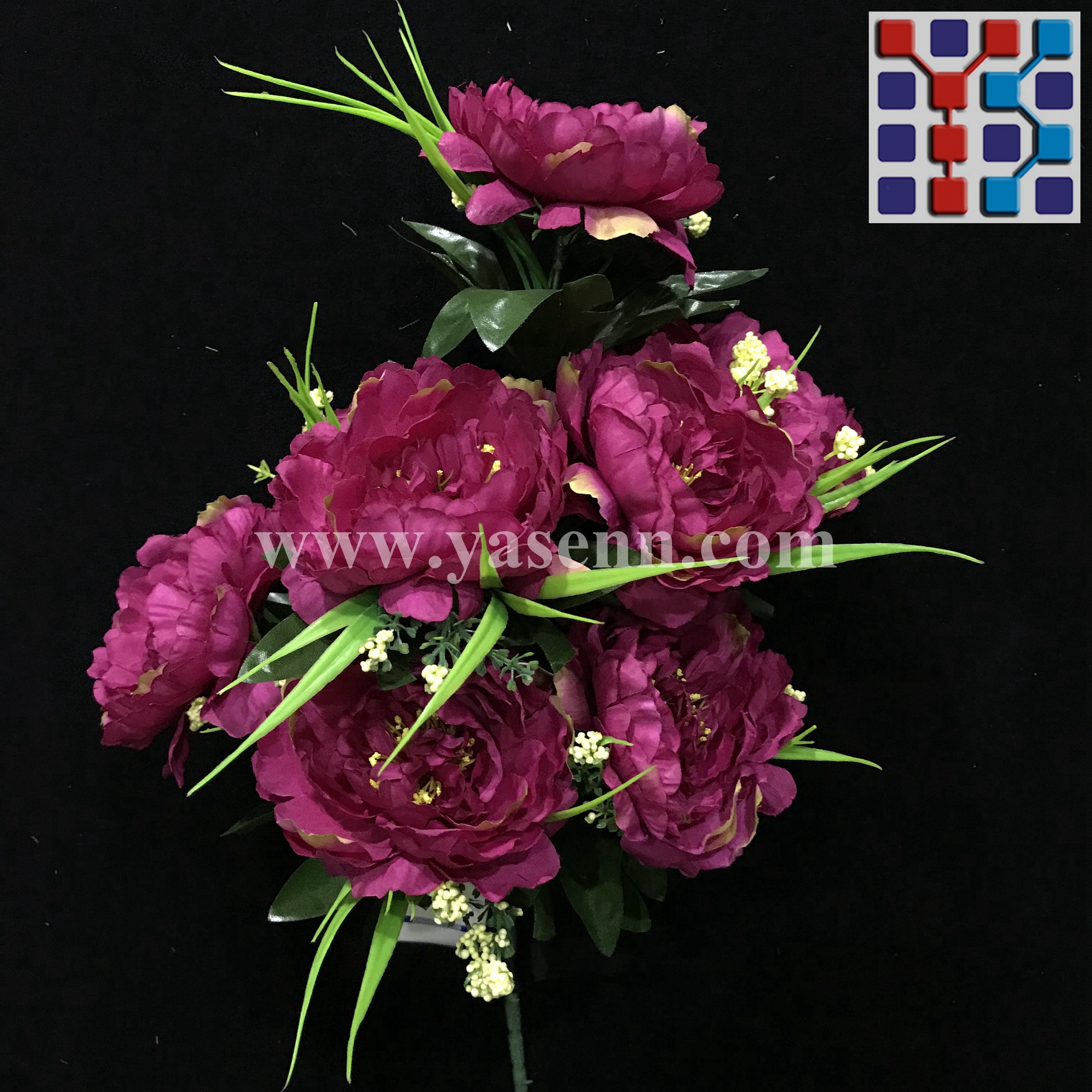 9 branches of peony