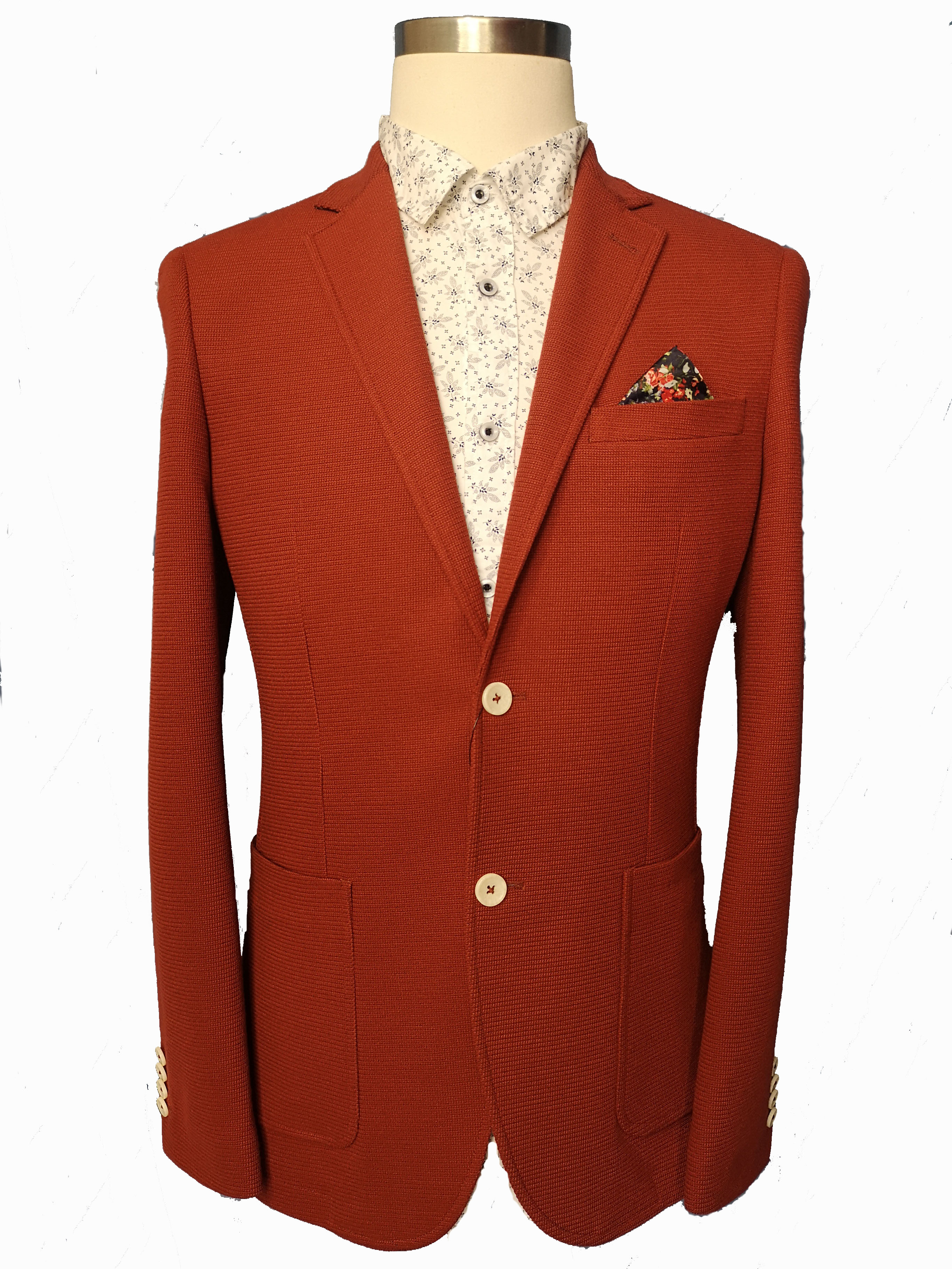 Orange color Slim Fit Knitted Men’s Suits Jacket