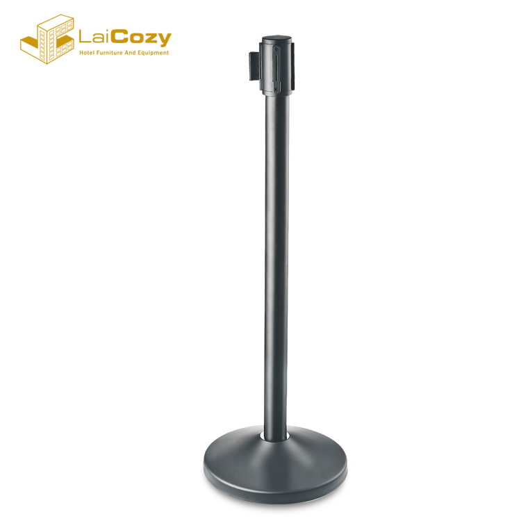 Retractable Black Color Belt Crowd Control Barrier Queue Manager Pole Stanchion Post