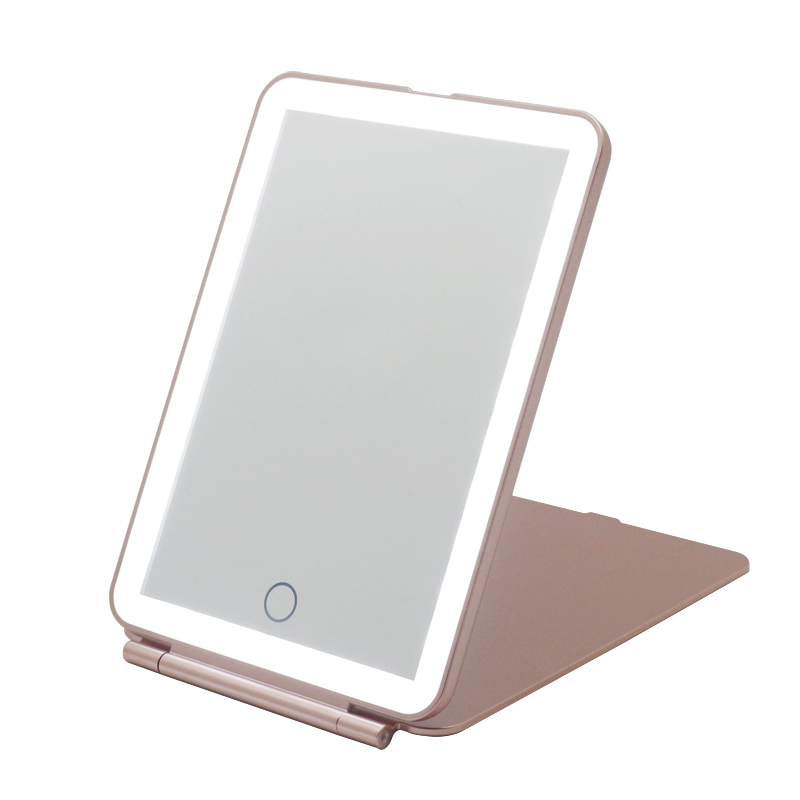 NEW Arrival rechargeable portable travel cosmetic mirror Pad design led makeup mirror