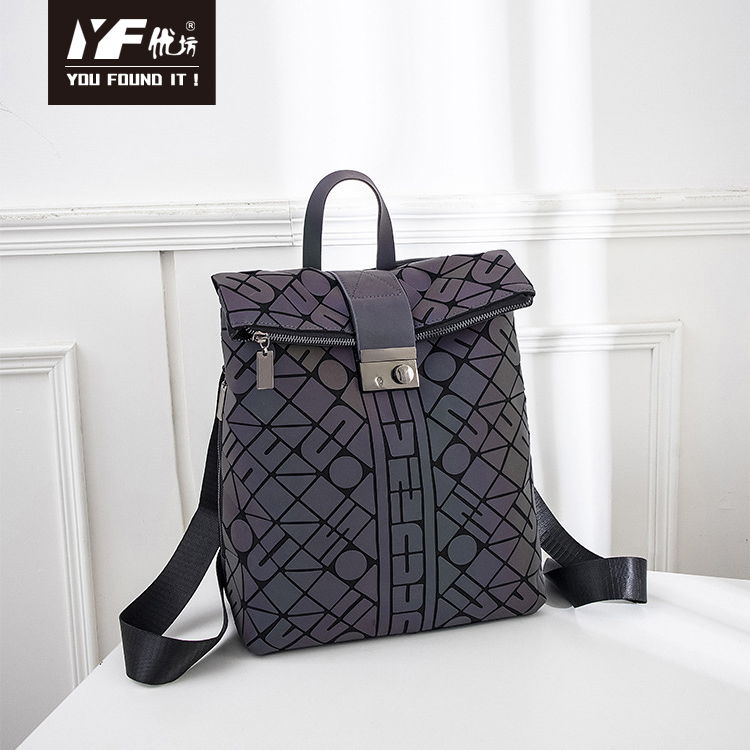 Fashion PU geometric luminous school backpack bags
