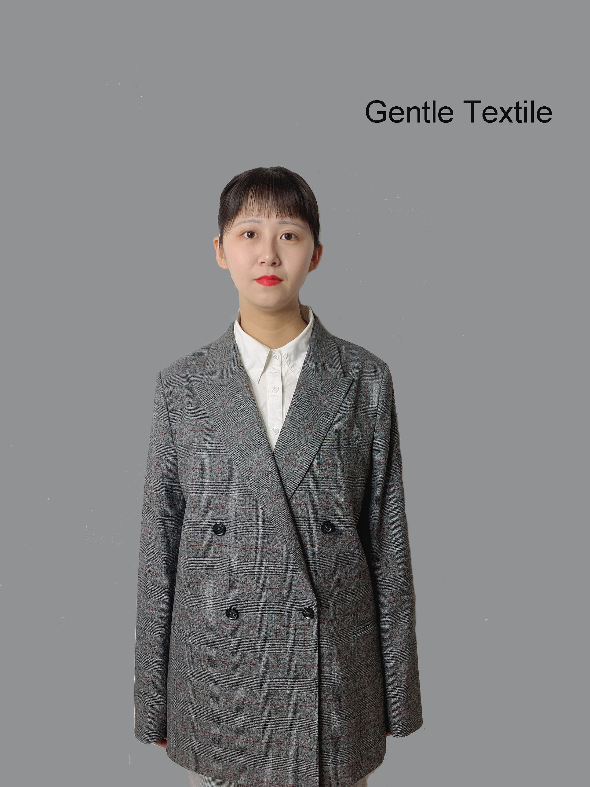 Women double line button super casual jacket