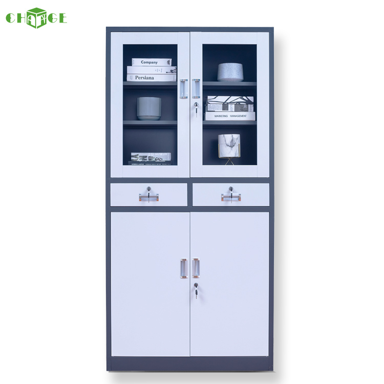 Office school goverment file storage glass door metal file cabinet