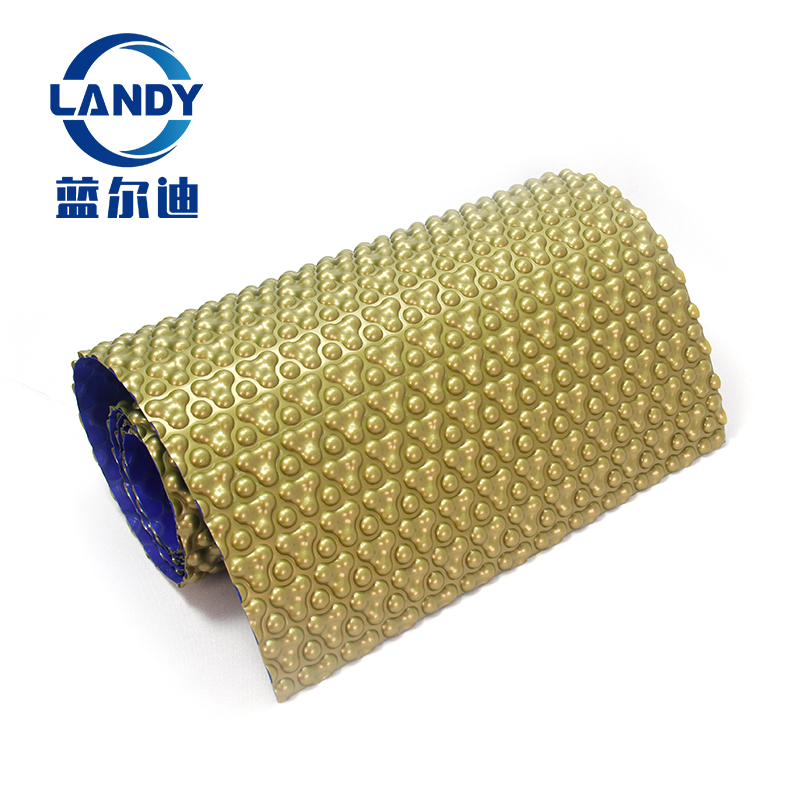 Solar triple bubble swimming pool cover golden