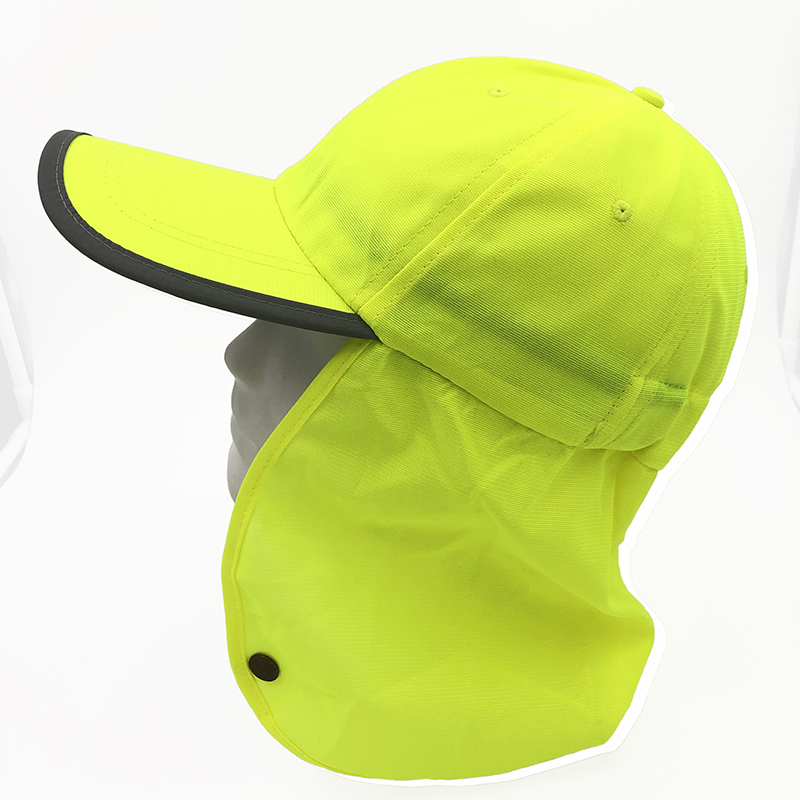 6 panel polyester neck protective cap with reflective border