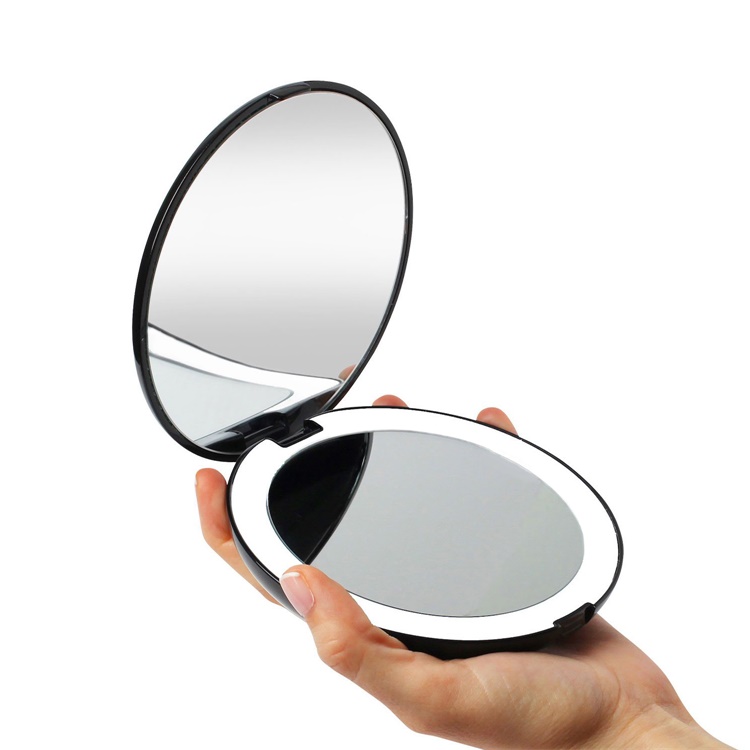 Promotion Gift Portable Custom Pocket compact makeup mirror with led lights