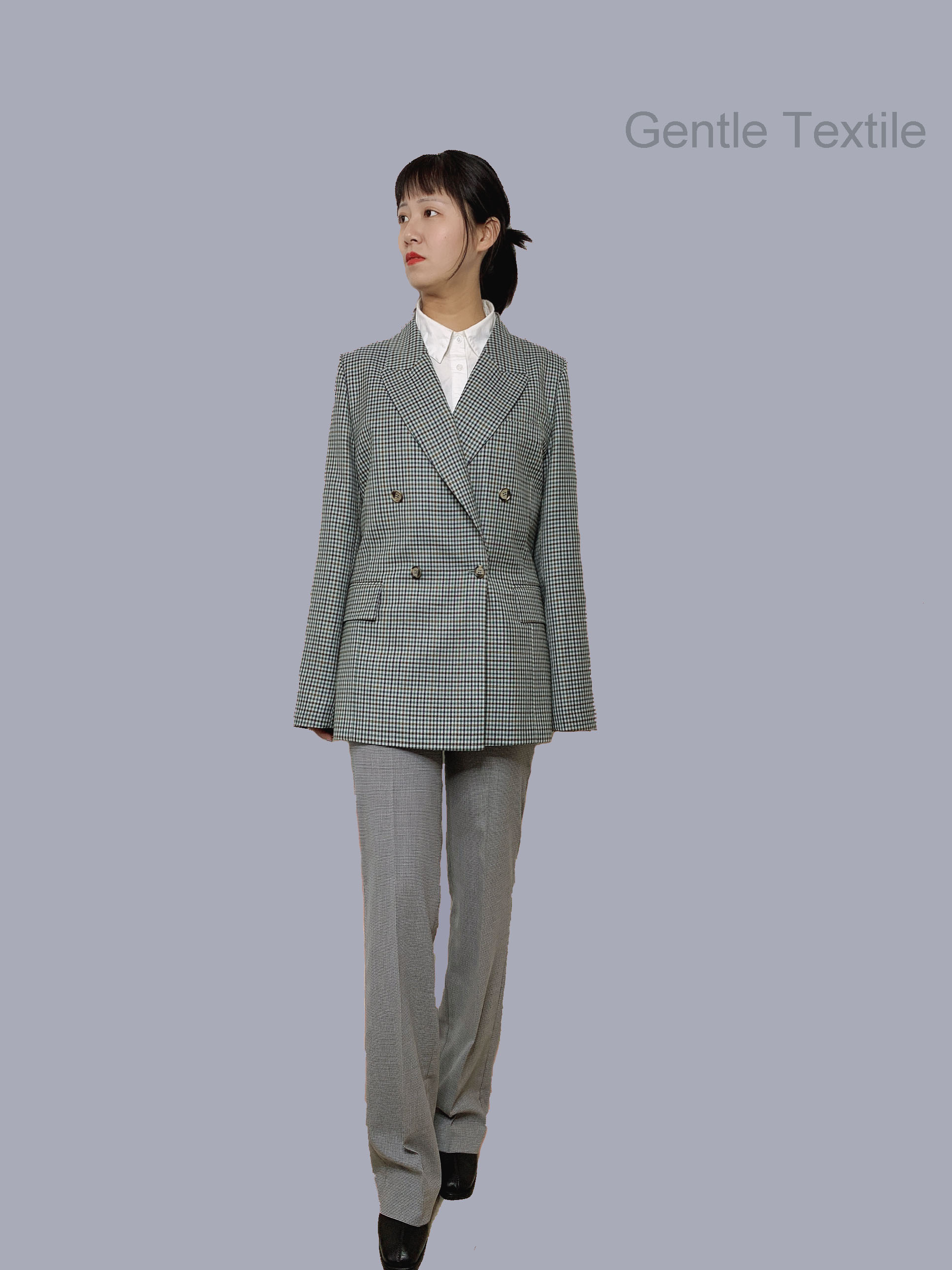 Women double line button super casual jacket