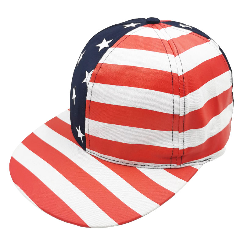 6 panel flat brim baseball cap with full printing