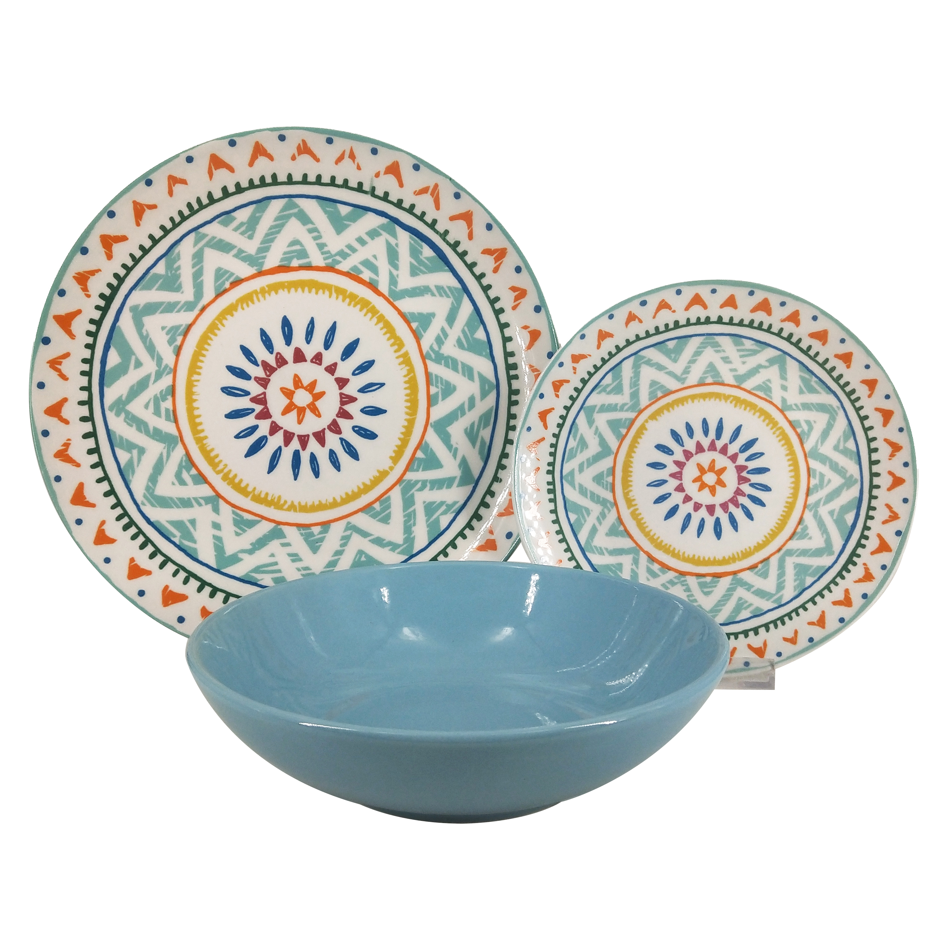 Decal and color glazed 18pcs dinner set