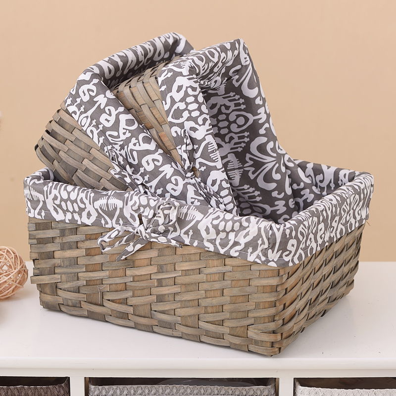 Rectangular grey color wood chip storage basket