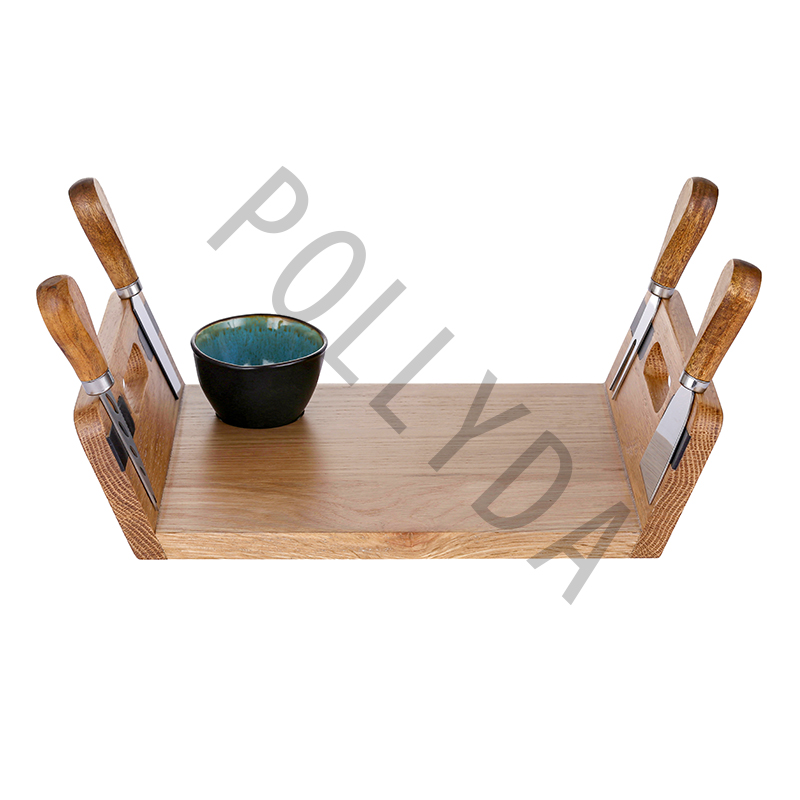 TES001-06S White Oak Pallet + Ceramic Bowl + Cheese Knife Set of 6 Pieces