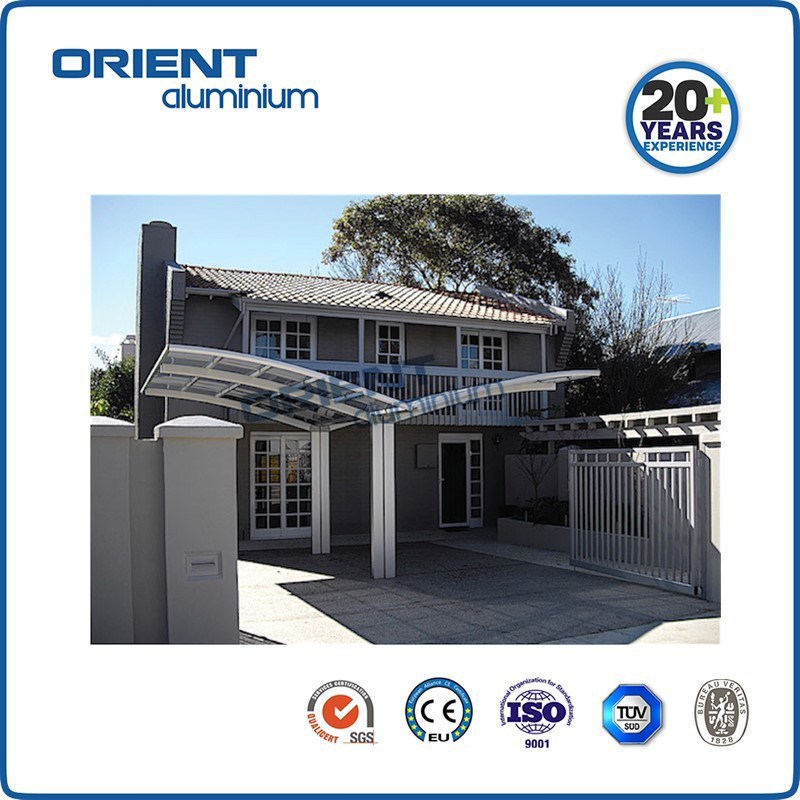 High snow load Aluminium Carport Single Carport Arched Roof with polycarbonate sheet
