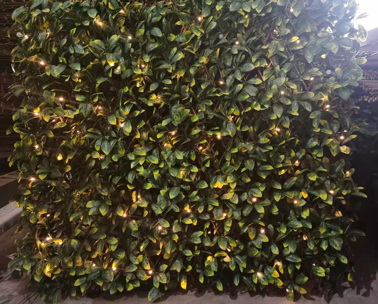 willow expanding trellis with artificial leaves and lights 100x200cm