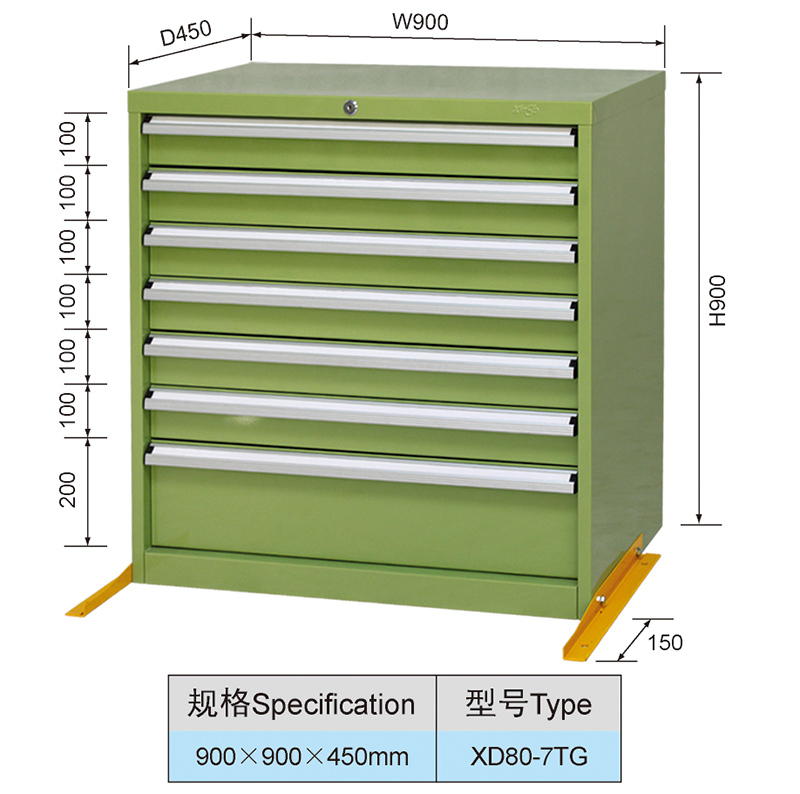 900mm Wide Heavy Duty Garage 7 Drawers Tooling Cabinet Drawer Unit