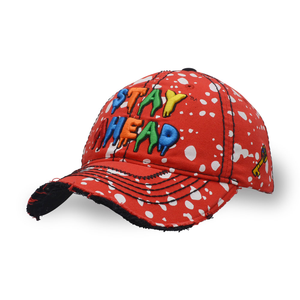 6 panel 3D embroidery printing washed distressed sandwich baseball cap