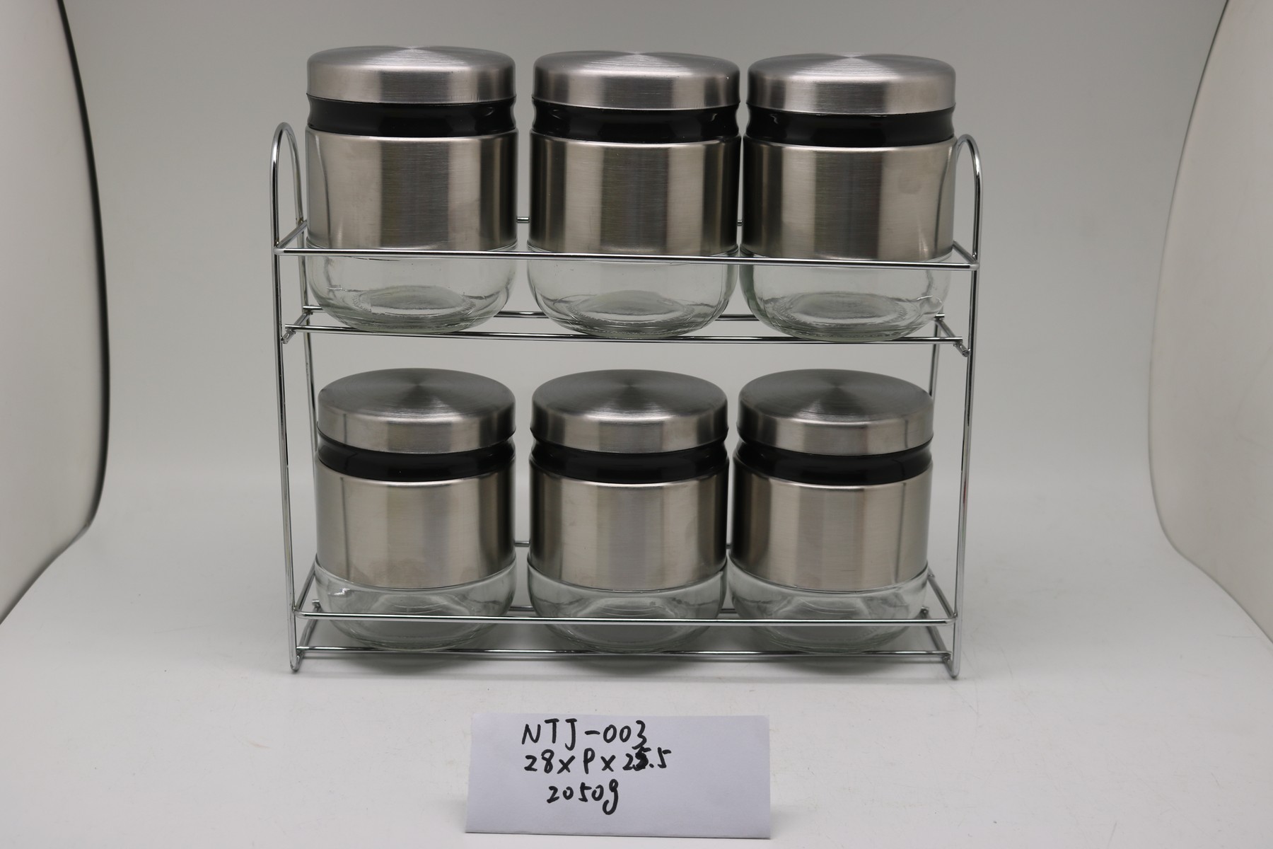 Glass canister set with stand