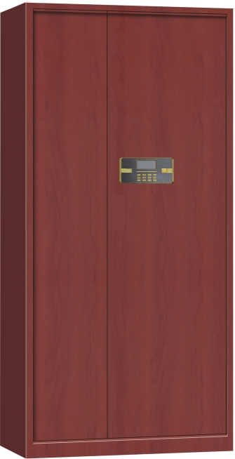 Wood color electric lock metal cabinet