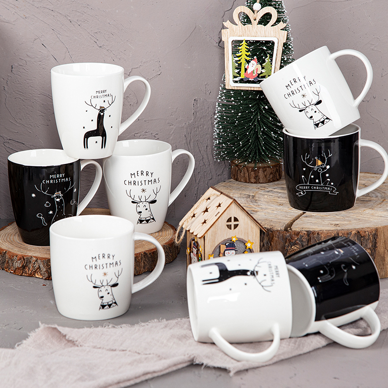 Christmas design in decal new bone china mug with deer