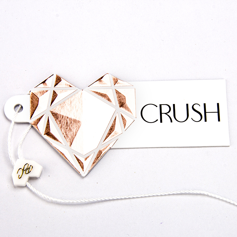 Hot Stamped Rose Gold 3D Embossed Heart-Shaped Paper Hang Tag for Clothing