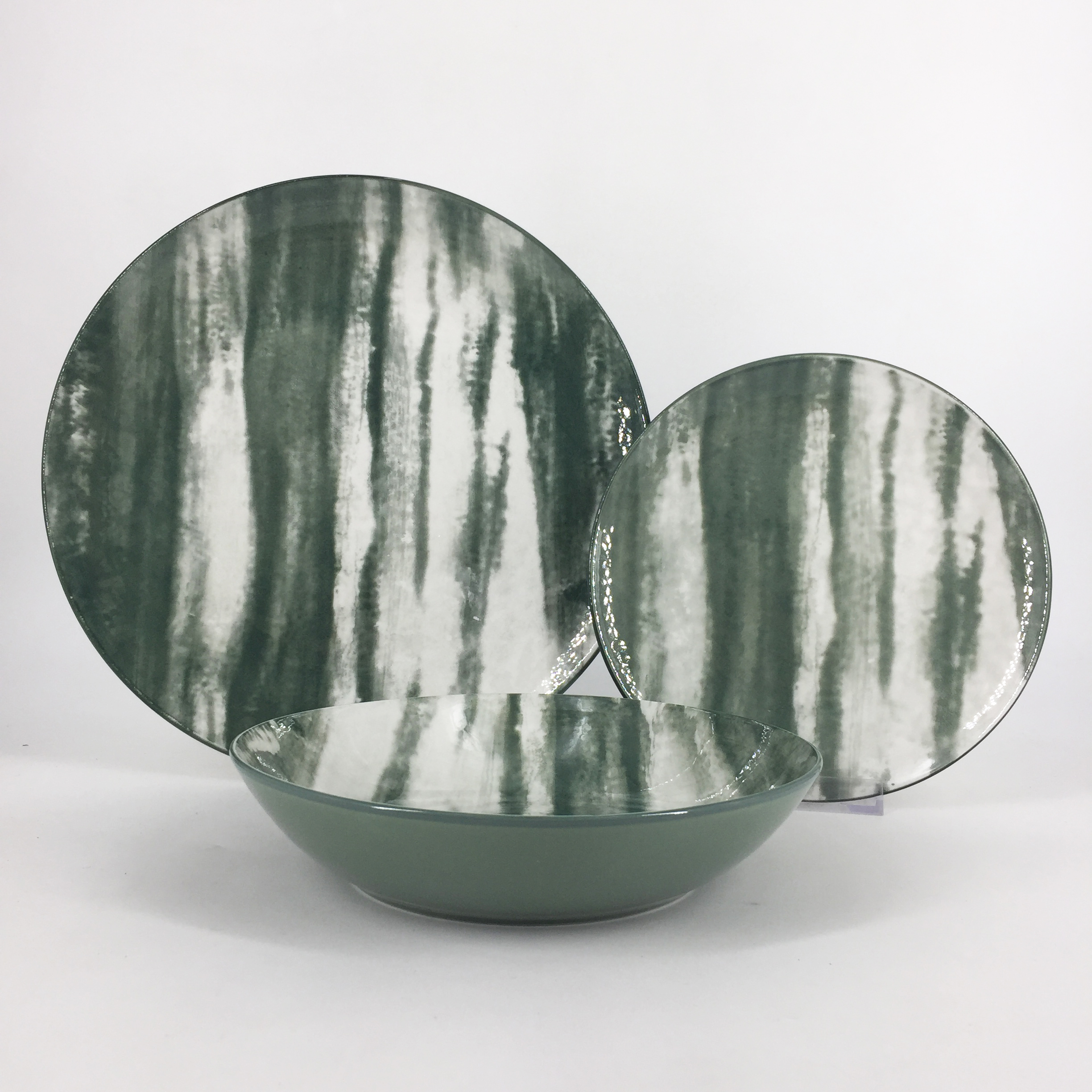 Hot sales 18pc porcelain color glazeddinner set with inside pad printing