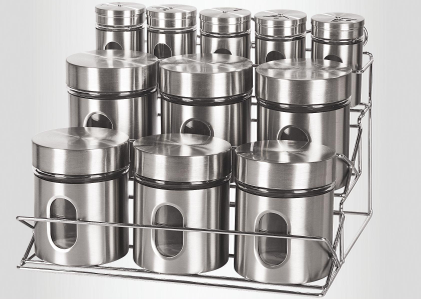 Glass canister set with stand