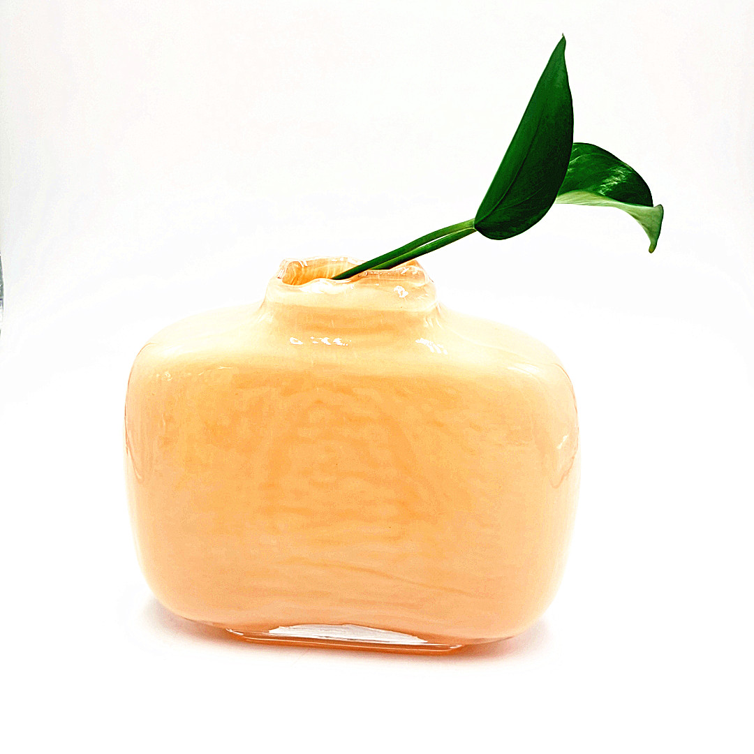 Custom Orange Colored Glass Vase For Home Deocration