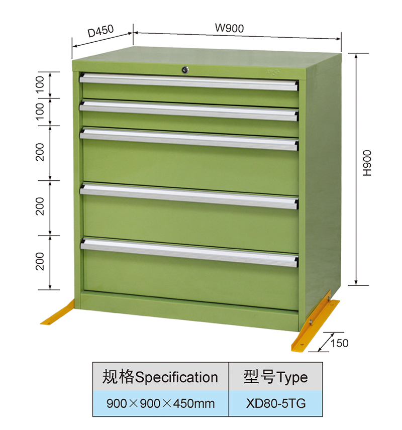 900mm Wide Heavy Duty Garage 5 Drawers Tooling Cabinet Drawer Unit