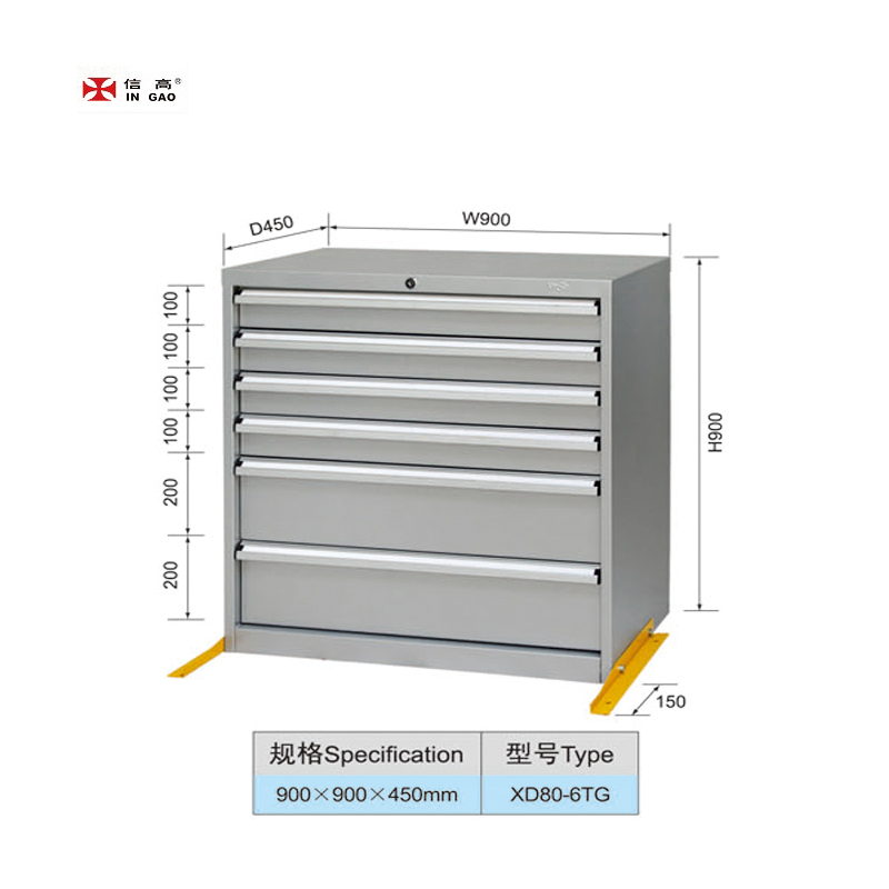 900mm Wide Heavy Duty Garage 6 Drawers Tooling Cabinet Drawer Unit
