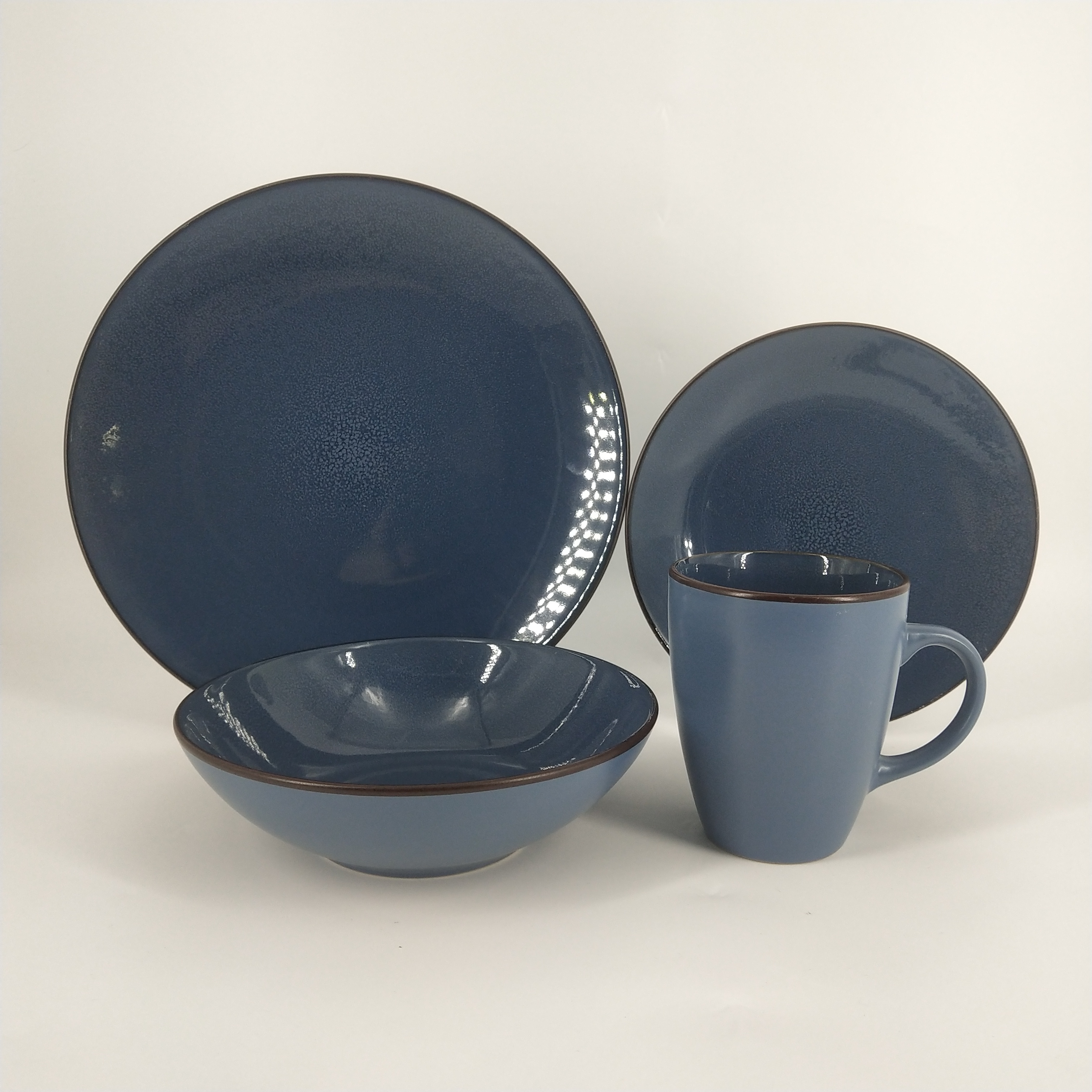 stoneware two tone color glazed reactive glazed 16pcs dinner set
