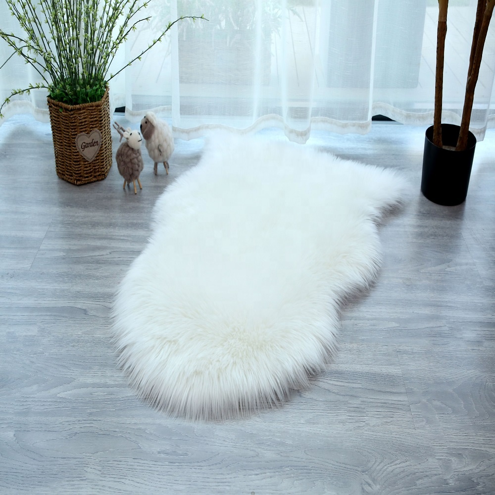 White Nordic sheepskin faux fur Rug carpet Home decor Long hair faux fur floor Area Rug Mat and Hotel Carpet