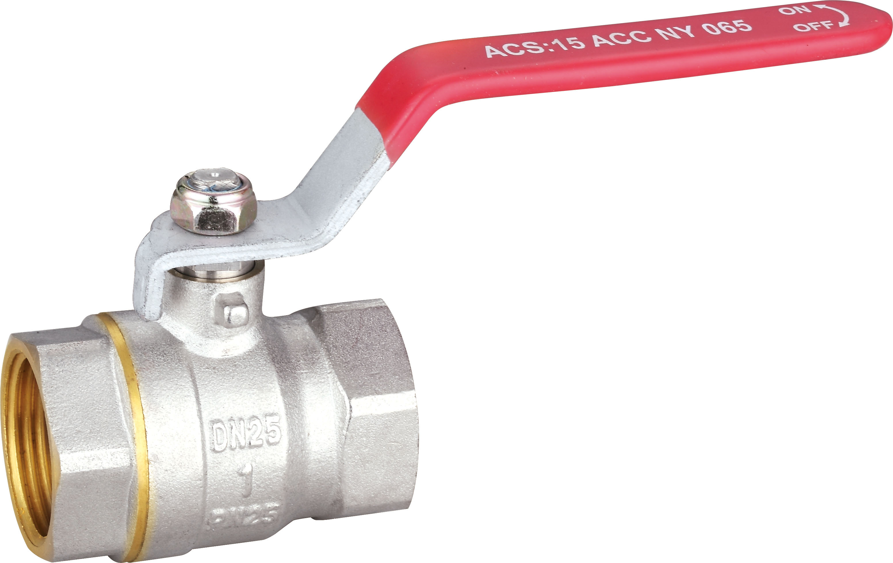 ACS Brass Ball Valve with steel handle, FF thread