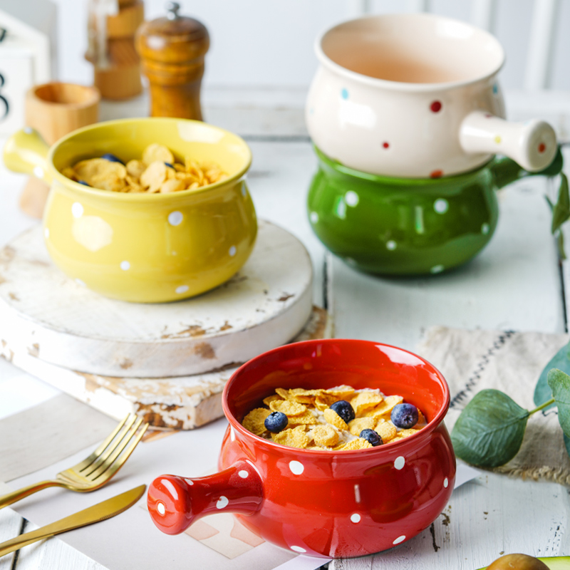 Polka Dot Bowl With Handle