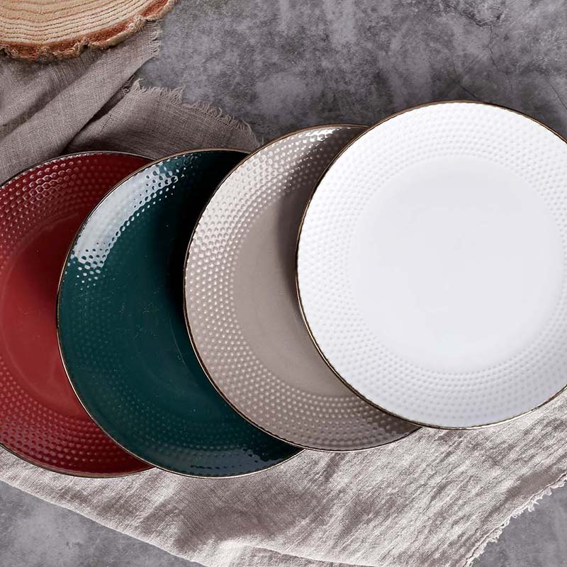 19.7cm Side Plate Embossed Dots With Metallic Rim