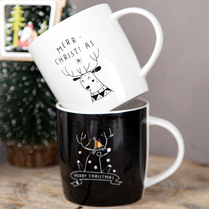 new bone china mug Christmas design in decal with deer 11OZ