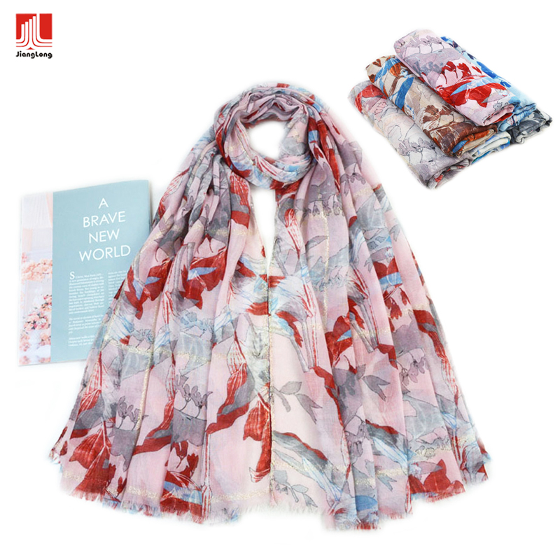 New fashion lightweight floral printing wholesale soft muslim scarf