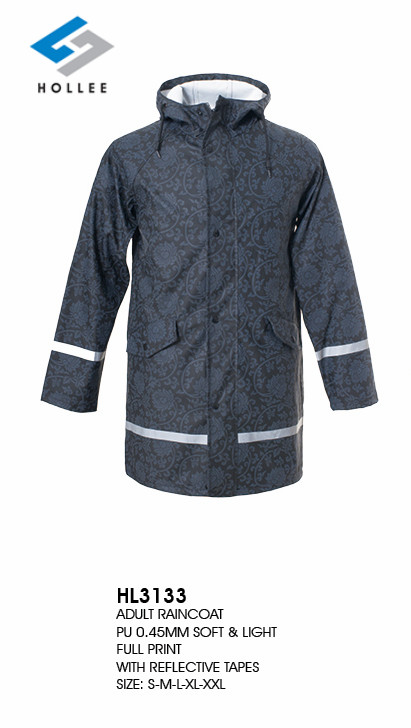 PU all-over printing jacket rainccoat
