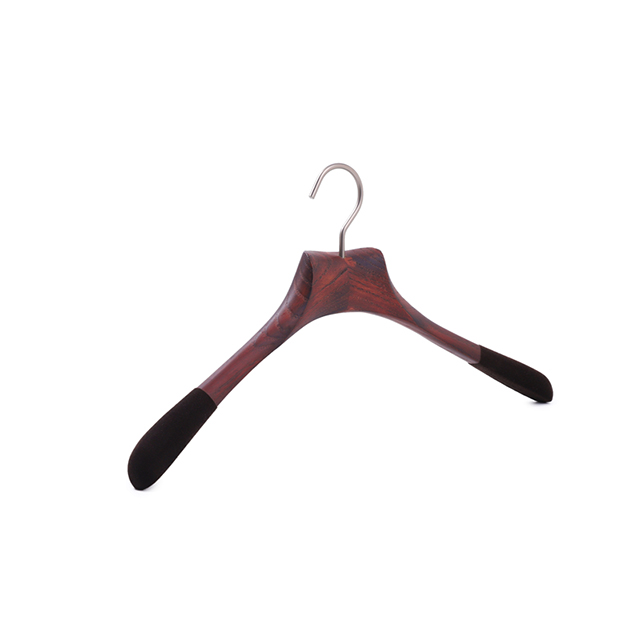 Velvet wooden hanger with wide shoulders