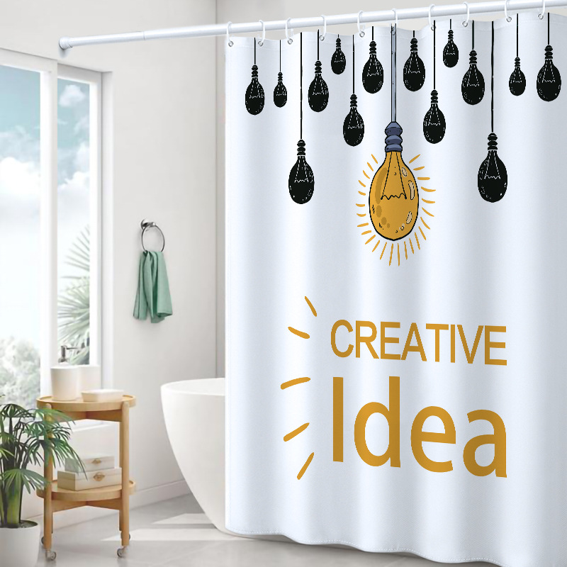 Nordic digital printing waterproof thickened bathroom shower curtain