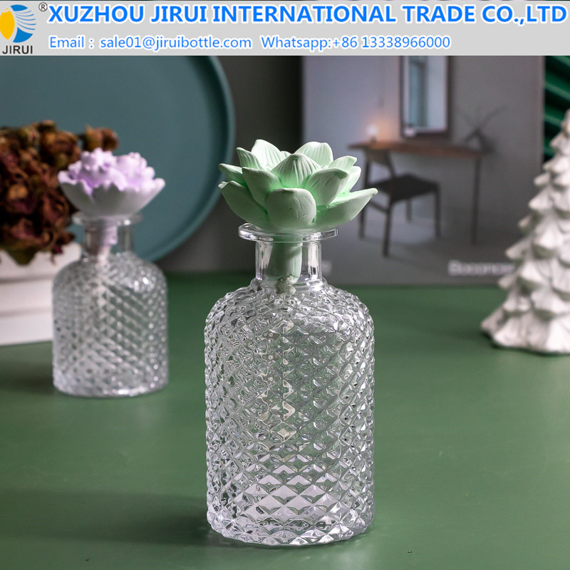Round diamond clear glass bottle vase aromatherapy bottle 100ml 220ml