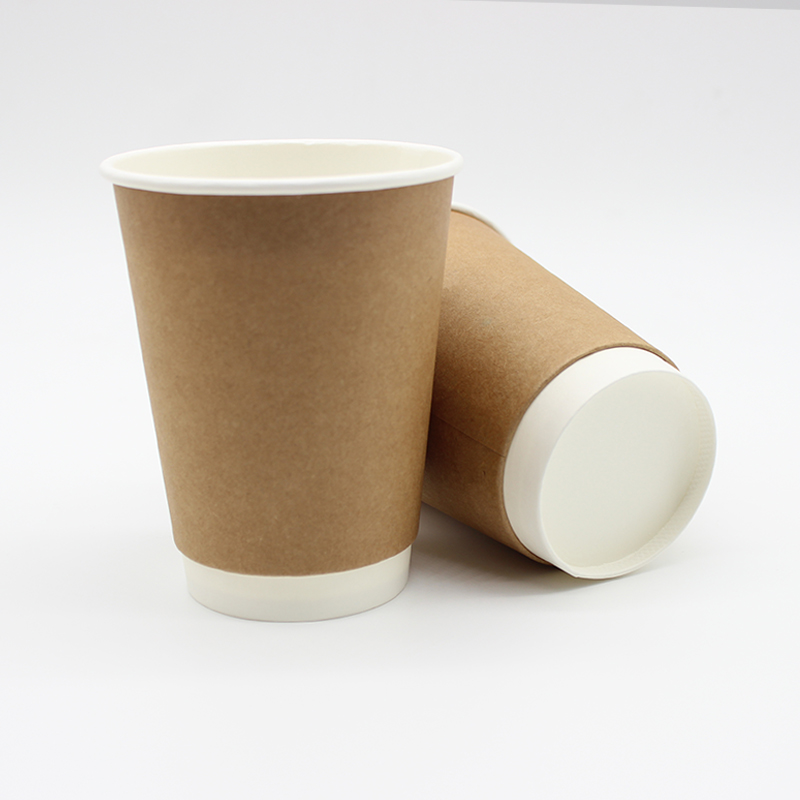 8OZ 12OZ 16OZ Double Wall Cups Kraft Coffee Paper Cups D1